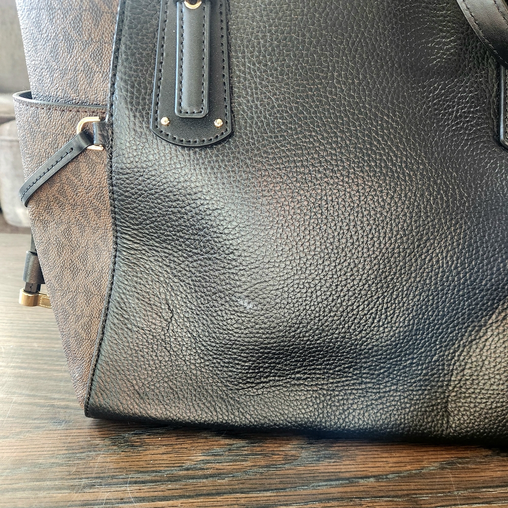 Michael Kors Black and Brown Leopard Print Tote Bag - Picture 5 of 11
